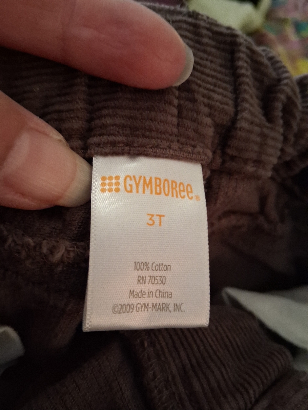 Gymboree Brown Corduroy Cotton Pants - Classic Straight Fit 3T - Picture 4 of 6